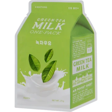 A'pieu Green Tea Milk One-Pack 21 мл увлажняющая тканевая маска с молочными протеинами и зеленым чаем