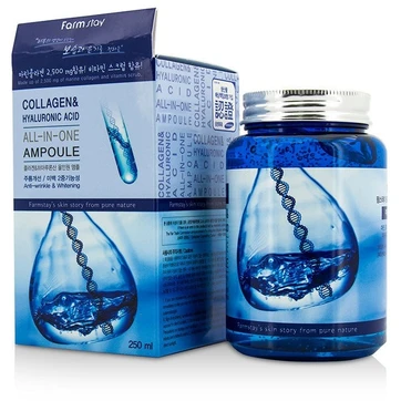 Многофункциональная ампульная сыворотка с коллагеном и гиалуроновой кислотой Farm Stay Collagen & Hyaluronic Acid All In One Ampoule